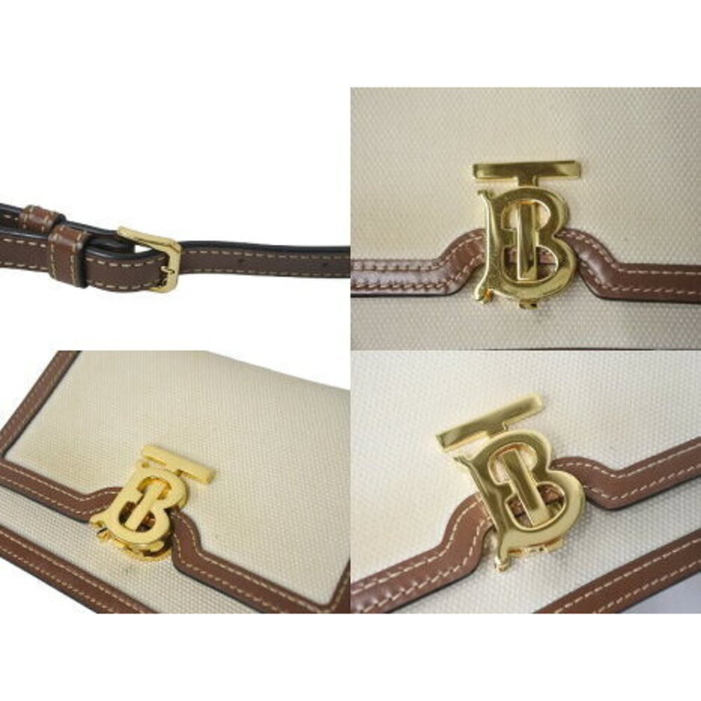 Burberry Shoulder Bag Canvas Leather Beige Tan Brown Gold - Picture 4 of 8
